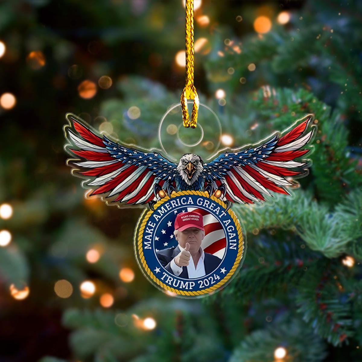 Donald Trump Make American Great Again Christmas 2D Printed Ornament, Trump Support Christmas Ornament, Trump 2024 Ornament ORNO5