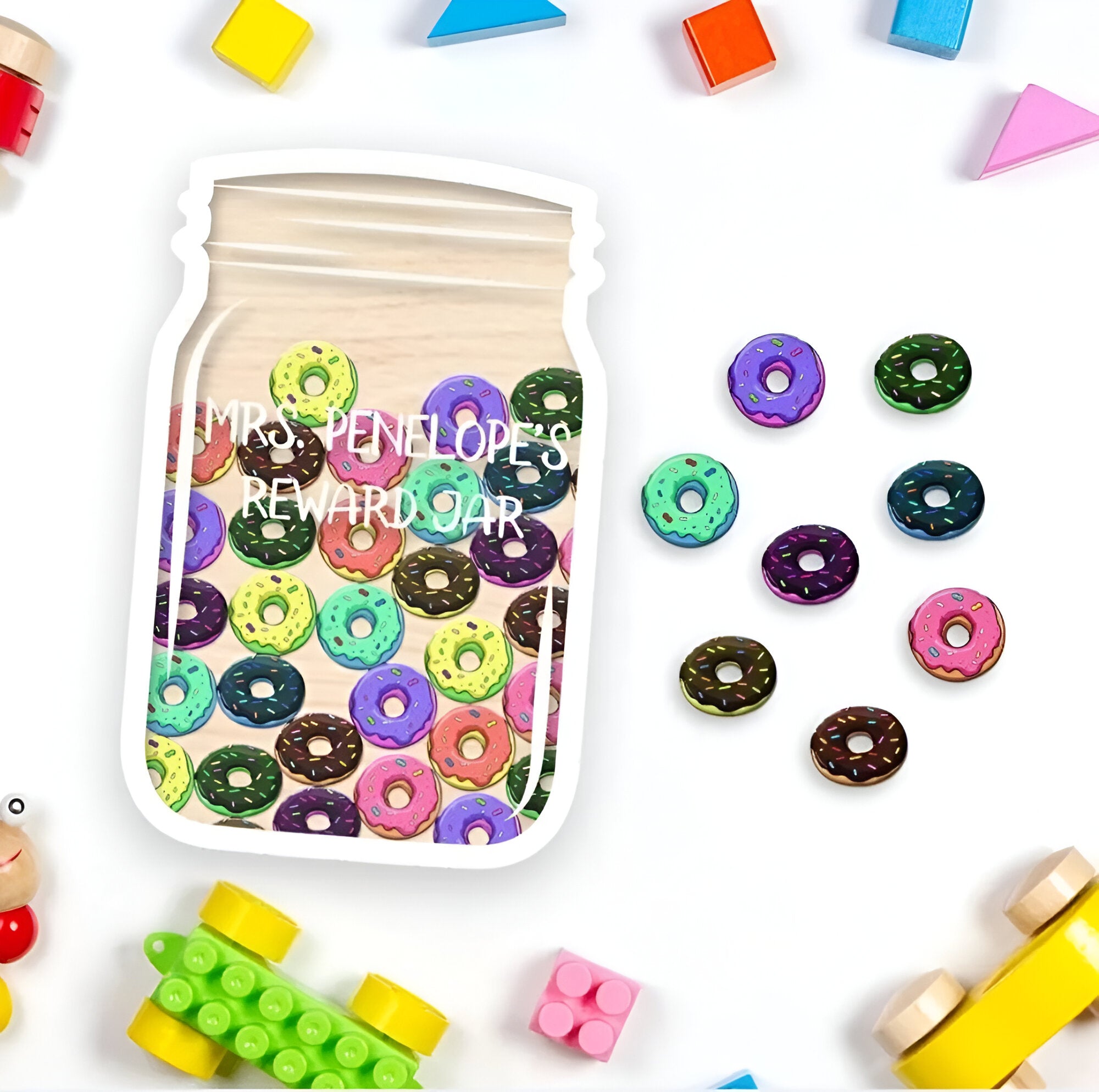 Donut Charms Reward Jar Magnet For Classroom Personalized, Custom Reward Jar Magnetic, Teacher Jar Gift, Gift For Teacher, Classroom Decor rejar rejar1