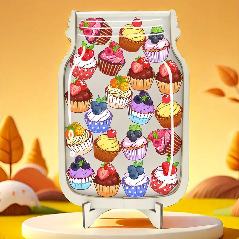 Manufactured Wood and Acrylic Star Reward Chart, Cake and Cupcake Design, No Electricity Required - Versatile Reward Jar for Toilet Training, Classroom Incentives, and Holiday Gifts REJARTEM