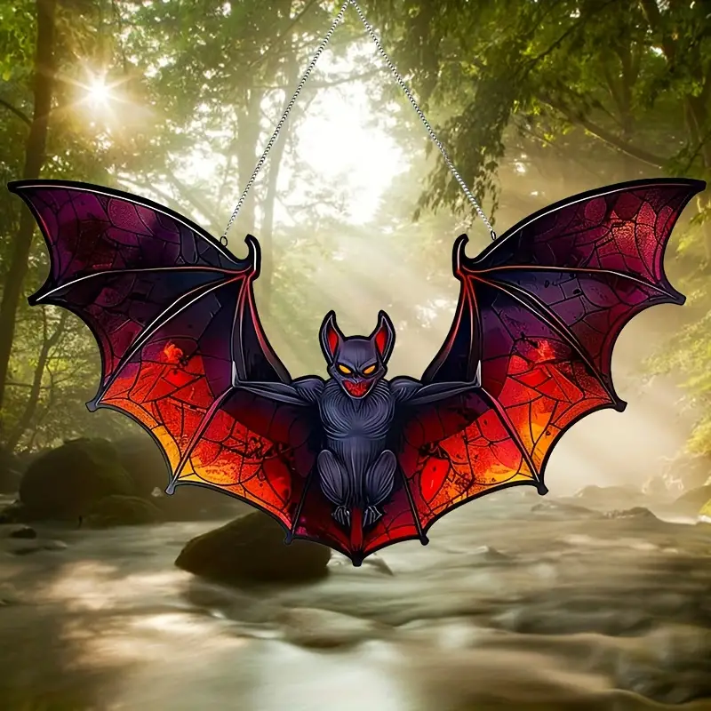 Bat-Themed Acrylic Sun Catcher 10x5.6 - Perfect for Home Decor, Wreath Centerpieces, Window & Porch Accents ORHA2608