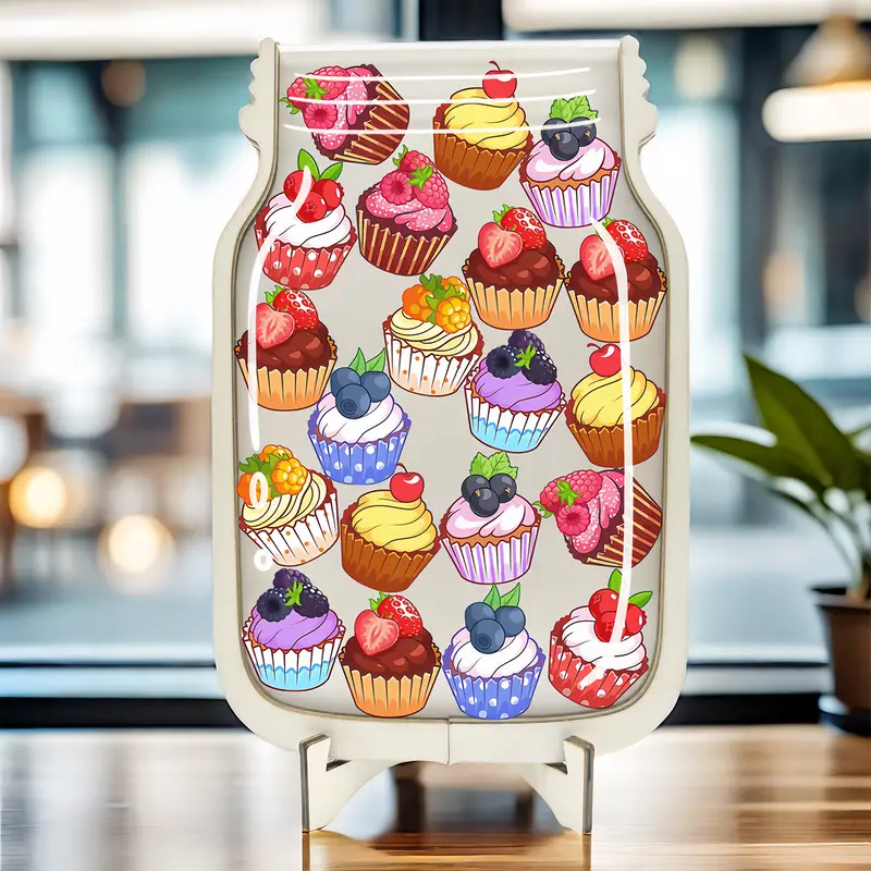 Manufactured Wood and Acrylic Star Reward Chart, Cake and Cupcake Design, No Electricity Required - Versatile Reward Jar for Toilet Training, Classroom Incentives, and Holiday Gifts REJARTEM