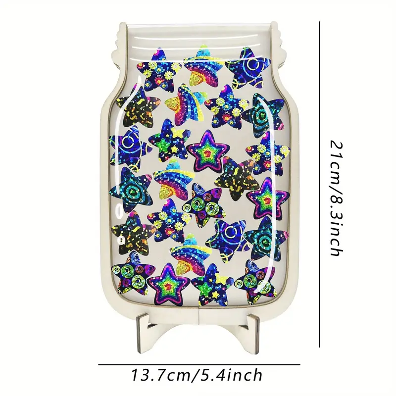 Golden Star Reward Jars Set - Colorful Acrylic & Faux Wood, Perfect for Classroom Behavior, Toilet Training & Family Motivation - Ideal Educational Gift REJARTEM