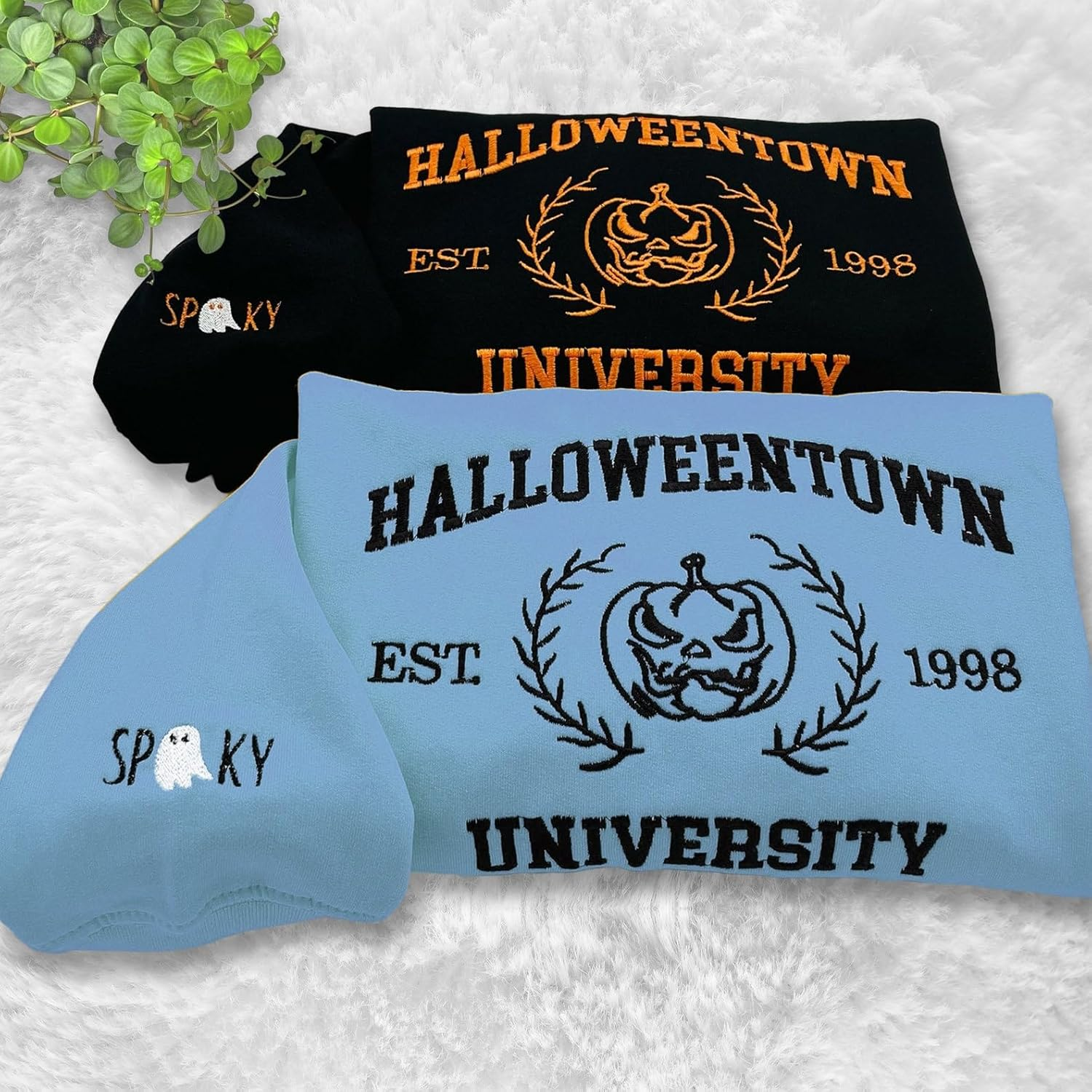 Halloweentown University Embroidered Women Sweatshirt, Western Ghost,Funny Pumpkin Halloween Sweatshirt Crewneck Spooky Season Fall Sweaters EMHA2608