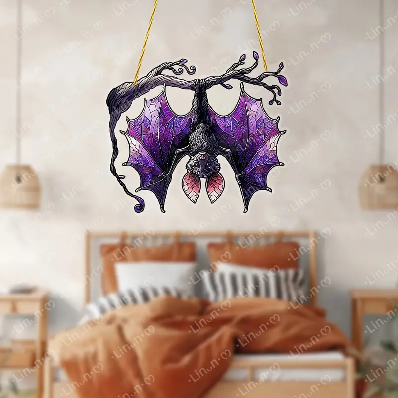 Colorful Bat Suncatcher - Acrylic Window Hanging, Perfect for Fall & Halloween Decor, Ideal Housewarming Gift, 8x7 - Versatile for Home, Porch, Wall ORHA2608