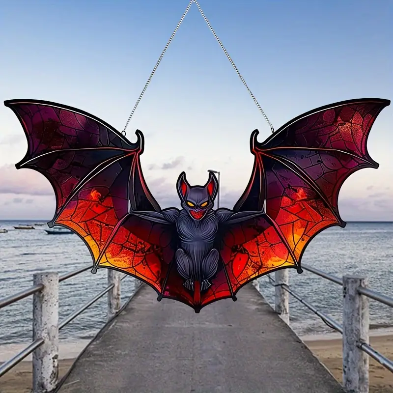 Bat-Themed Acrylic Sun Catcher 10x5.6 - Perfect for Home Decor, Wreath Centerpieces, Window & Porch Accents ORHA2608