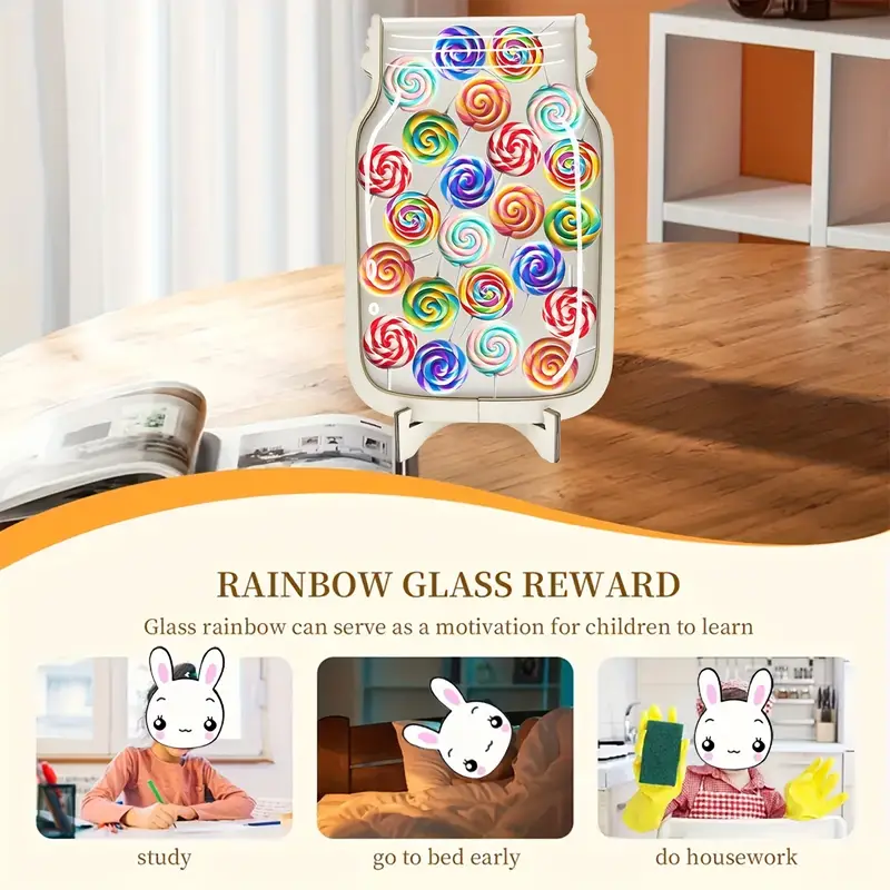 Fruit-Themed Lollipop Reward Jar - Acrylic With Faux Wood, Ideal For Classroom Behavior & Home Decor - Perfect For Holidays & Birthdays REJARTEM