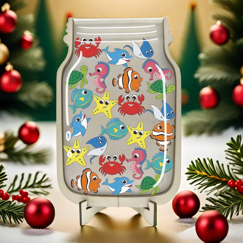 Sea Life Reward Jar - Acrylic & Faux Wood, Perfect For Toilet Training & Classroom Behavior Incentives - Ideal Home & School Decor, Great For Holidays & Birthdays REJARTEM