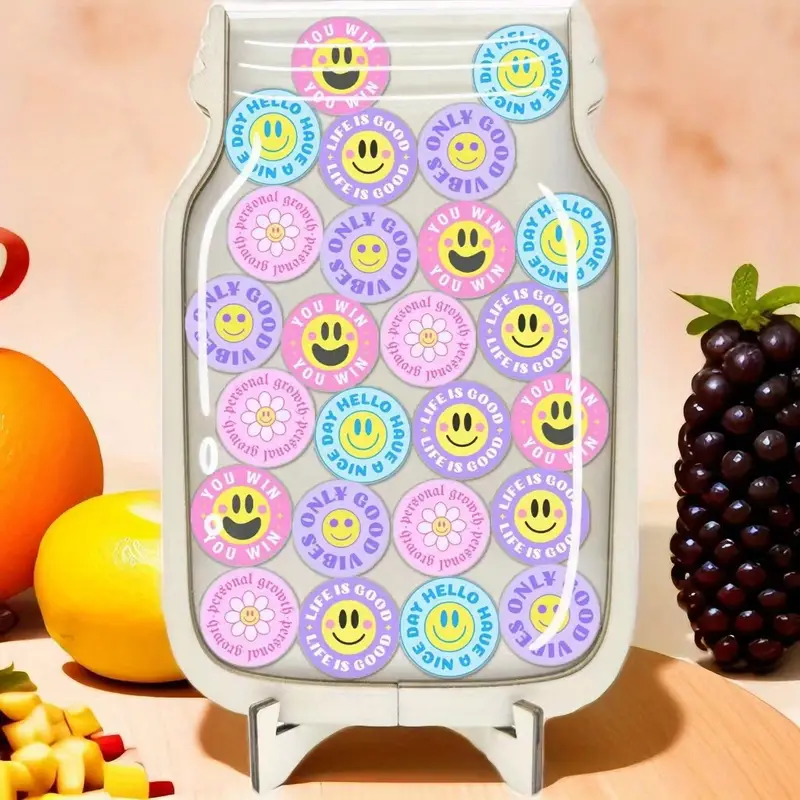 Smile Reward Jar Acrylic And Wooden Design, Ideal for Home And School Decor, Perfect for Holidays And Birthdays REJARTEM