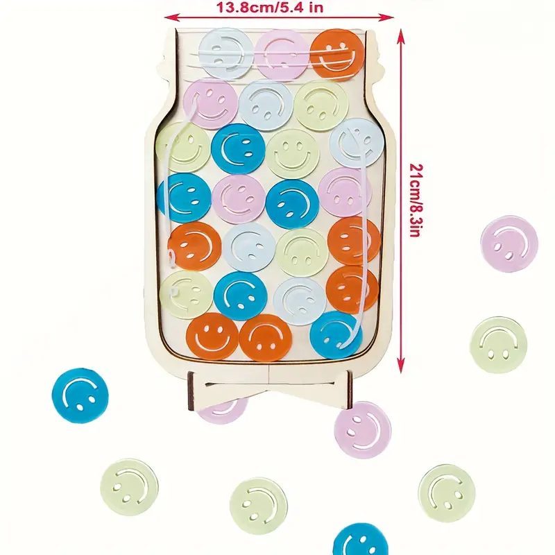 Goal-Setting joyful Face Reward Jar - Wooden Behavior Tracker For Home & Classroom, Fun Daily Training Chart With Star Awards REJARTEM