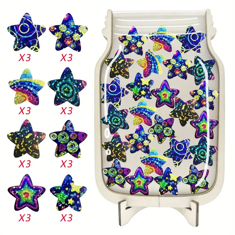 Golden Star Reward Jars Set - Colorful Acrylic & Faux Wood, Perfect for Classroom Behavior, Toilet Training & Family Motivation - Ideal Educational Gift REJARTEM