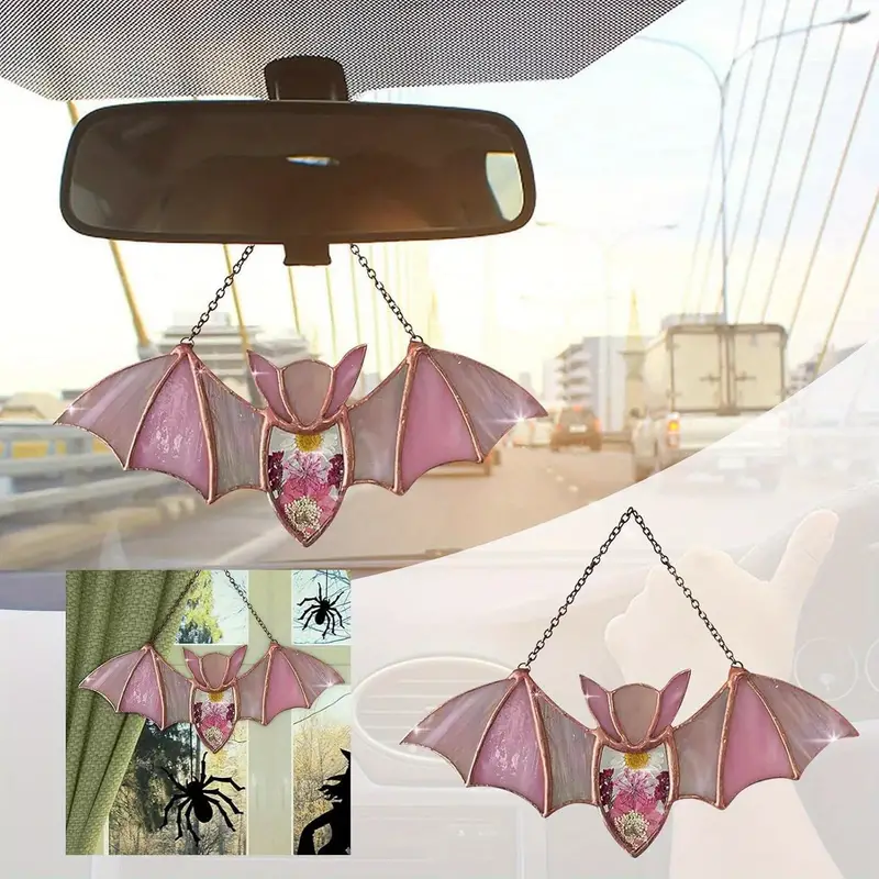 Halloween Decoration Bat Suncatcher Stained Glass Suncatcher Window Hanging Acrylic Wall Halloween Acrylic Bat Fashion ORHA2608