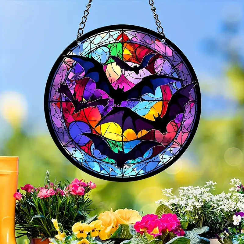 1pc Exquisite Bat Suncatcher - Unique DIY Wall and Garden Decoration, Versatile Patio and Home Decor Wall Hanging, Perfect Beach Party Decoration - Single Piece for Individual Use ORHA2608