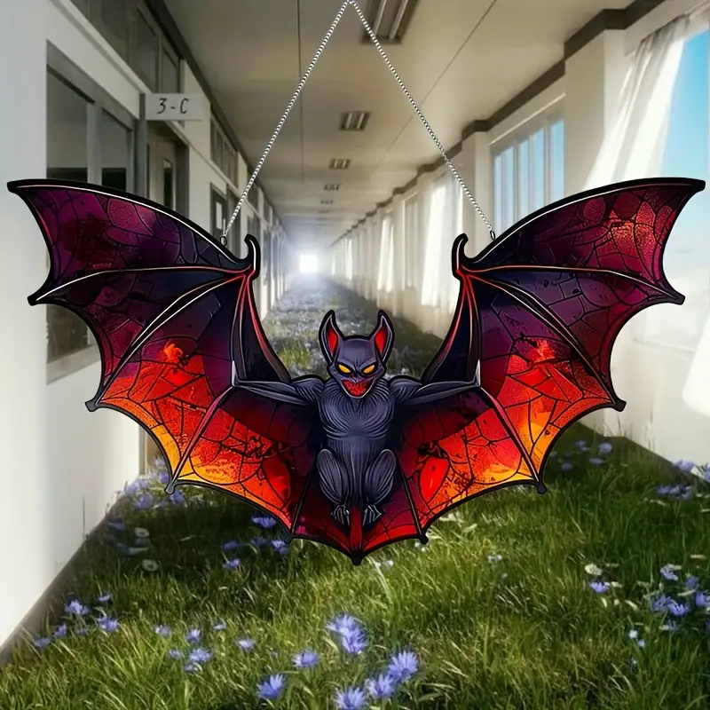 Bat-Themed Acrylic Sun Catcher 10x5.6 - Perfect for Home Decor, Wreath Centerpieces, Window & Porch Accents ORHA2608