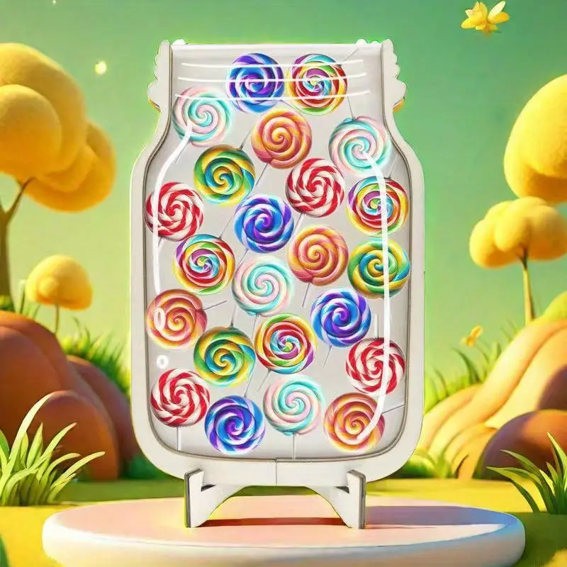 Fruit-Themed Lollipop Reward Jar - Acrylic With Faux Wood, Ideal For Classroom Behavior & Home Decor - Perfect For Holidays & Birthdays REJARTEM