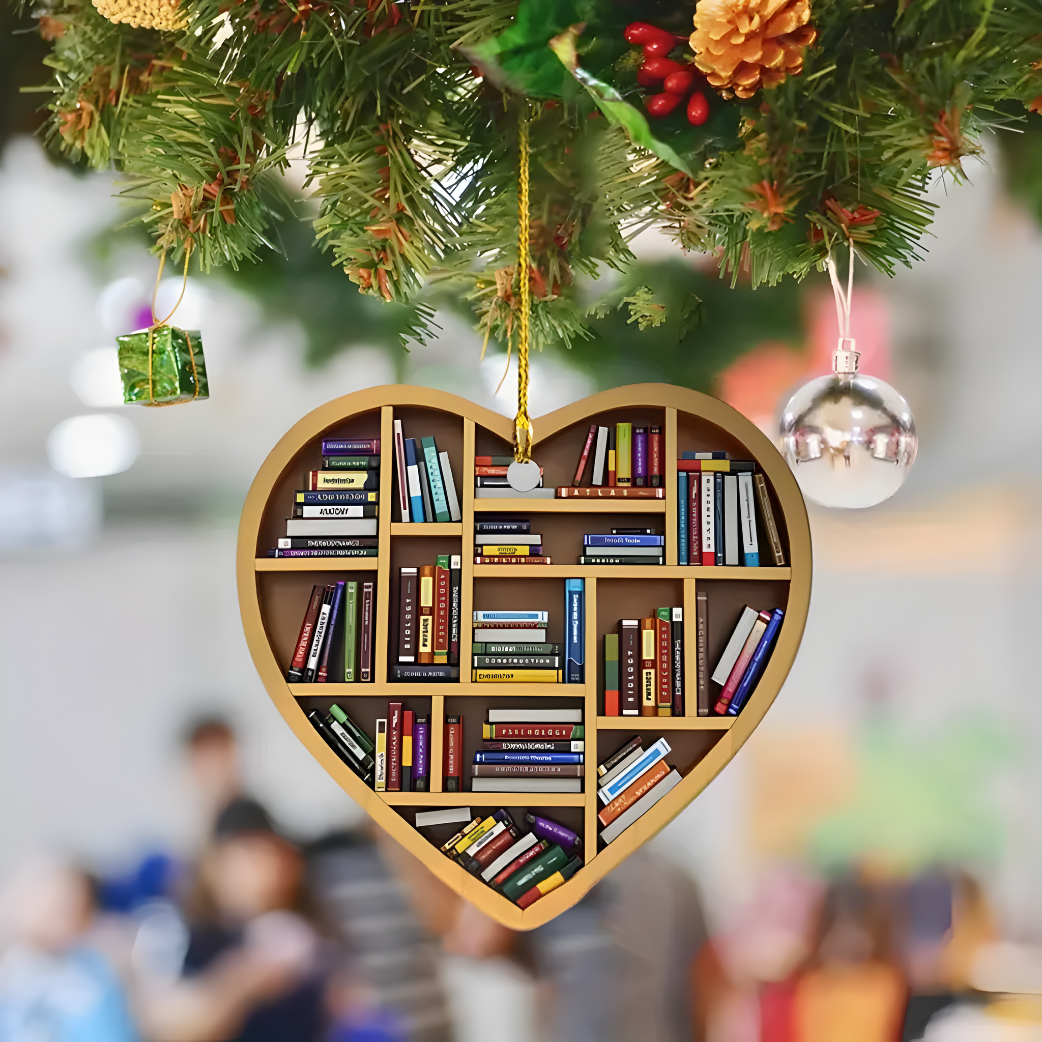 Christmas Tree Decoration, Book Christmas Ornament, Book Ornament, Book Lovers Heart Ornament, Christmas Gift For Girl, Book Lover, Librarian Ornament ORN2709