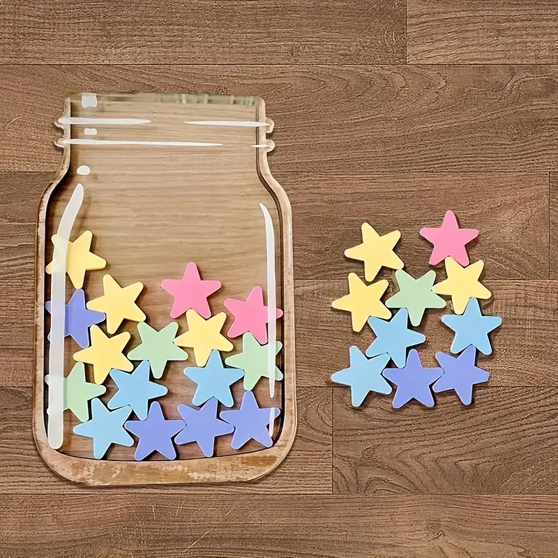 Wooden Classroom Star Reward Jar, Cool Teaching Stickers, Suitable For Home And School Teacher Reward Gifts REJARTEM