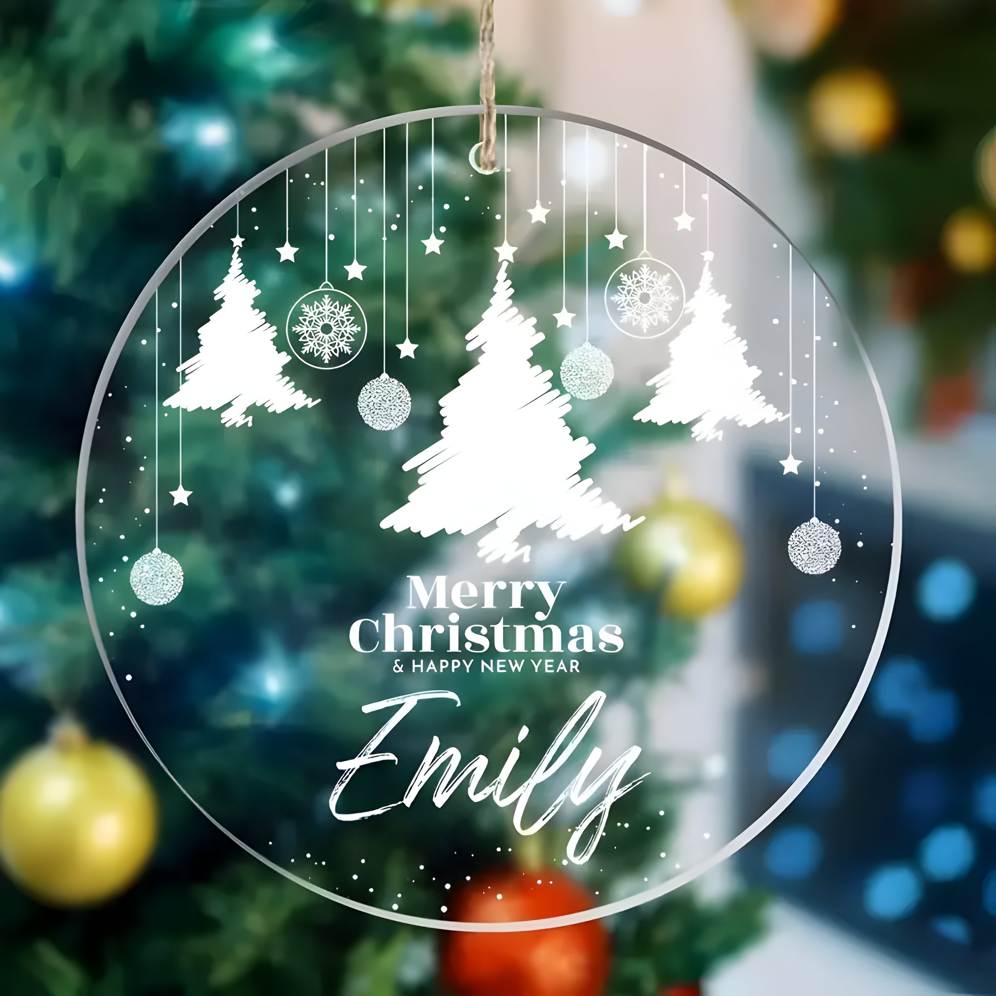 Custom Engraved Acrylic Christmas Tree Ornament - Personalized Holiday Decor with Name, Perfect for All Occasions ORN2709