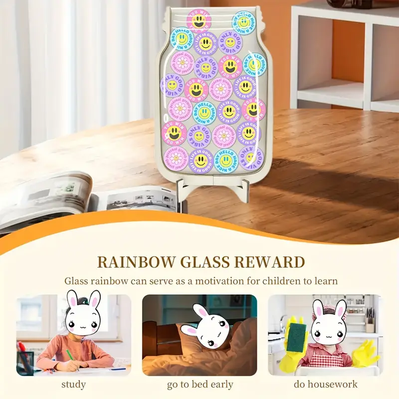 Smile Reward Jar Acrylic And Wooden Design, Ideal for Home And School Decor, Perfect for Holidays And Birthdays REJARTEM