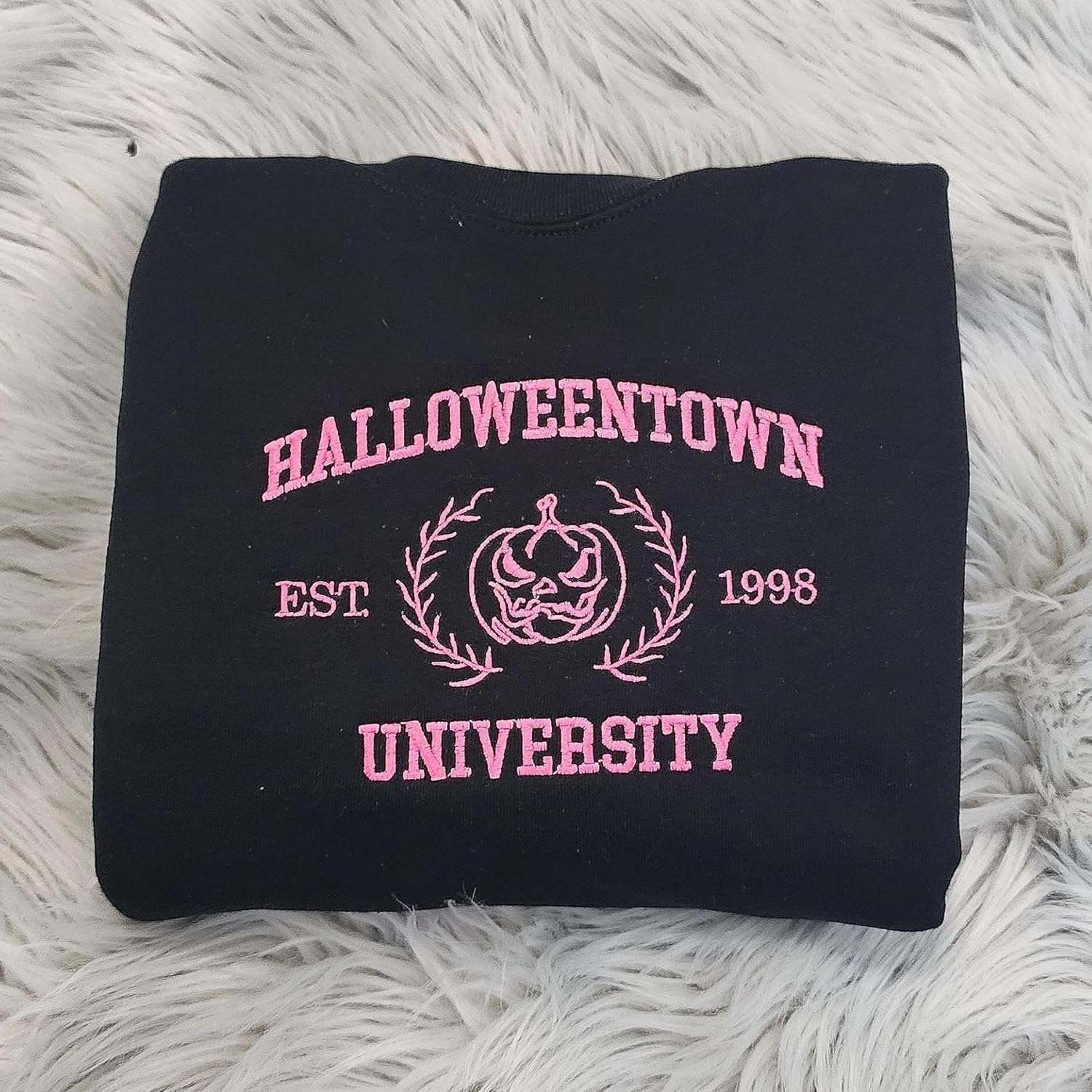 Halloweentown University Embroidered Women Sweatshirt, Western Ghost,Funny Pumpkin Halloween Sweatshirt Crewneck Spooky Season Fall Sweaters EMHA2608