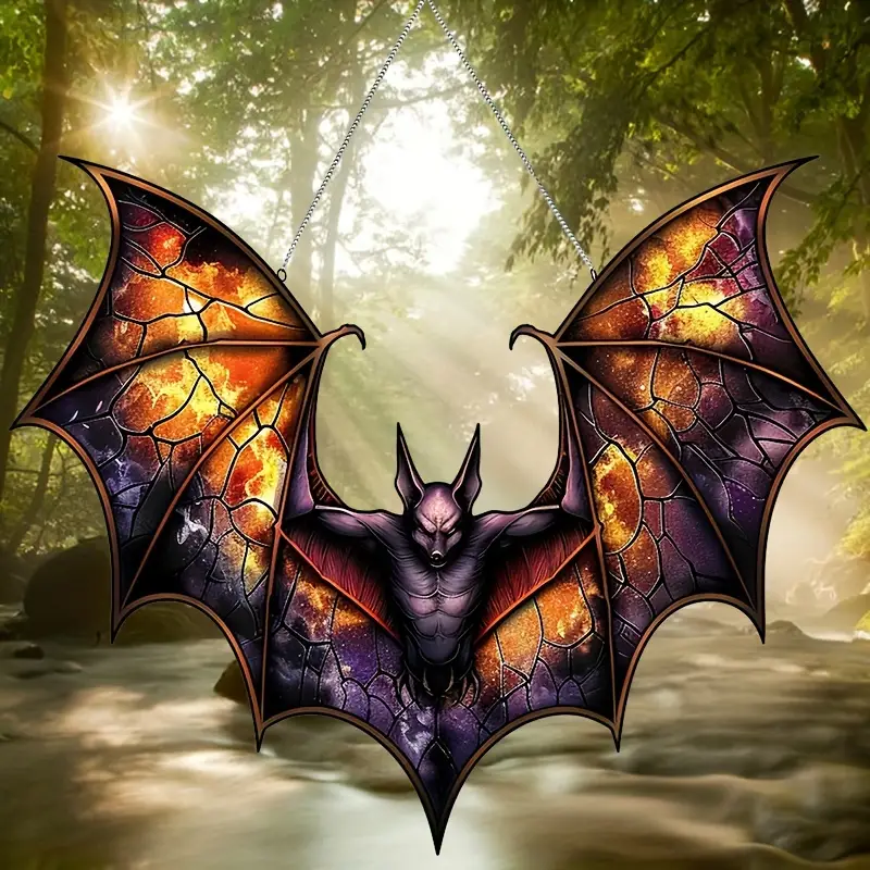 Bat-Themed Acrylic Sun Catcher 10x8.16 - Perfect for Home Decor, Wreath Centerpieces, Window & Porch Accents Bat Decor ORHA2608