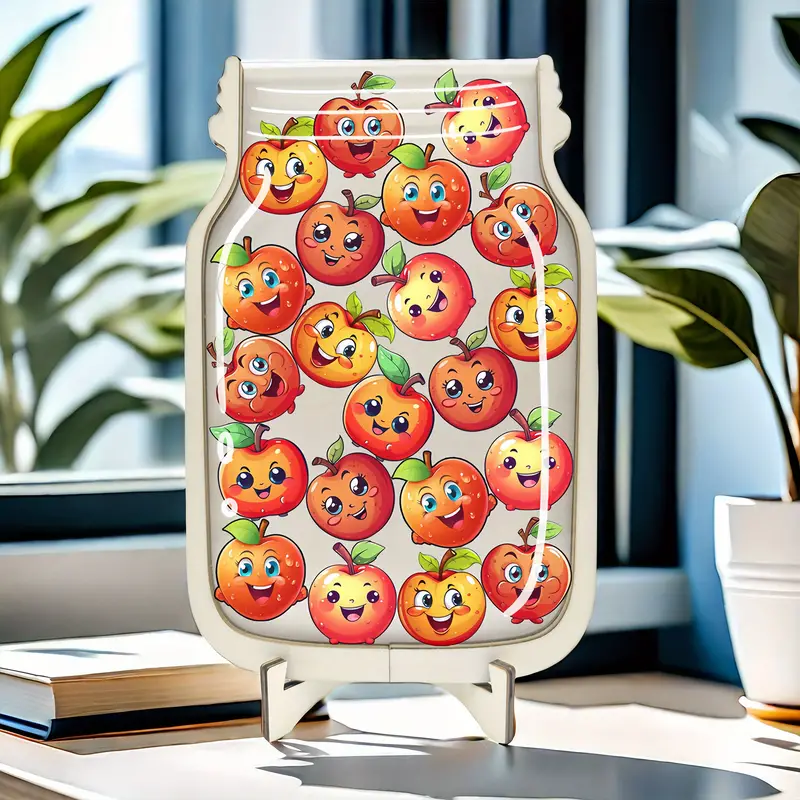 joyful Apple Reward Jar - Acrylic & Faux Wood, Ideal For Toilet Training & Classroom Behavior Incentives - Perfect Home & School Decor, Great For Holidays & Birthdays REJARTEM