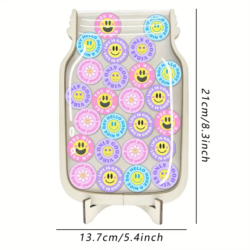 Smile Reward Jar Acrylic And Wooden Design, Ideal for Home And School Decor, Perfect for Holidays And Birthdays REJARTEM