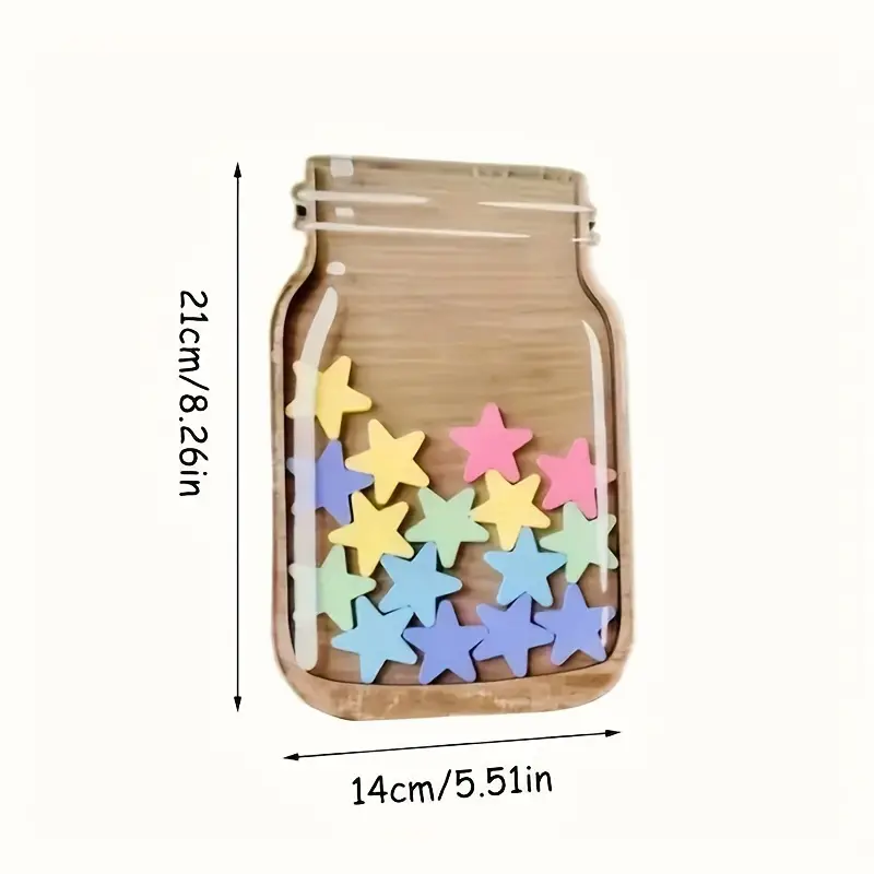 Wooden Star Reward Jar for Classroom and Family - Encouraging Star Sticker Teaching Tool for Positive Reinforcement and Behavior Management REJARTEM