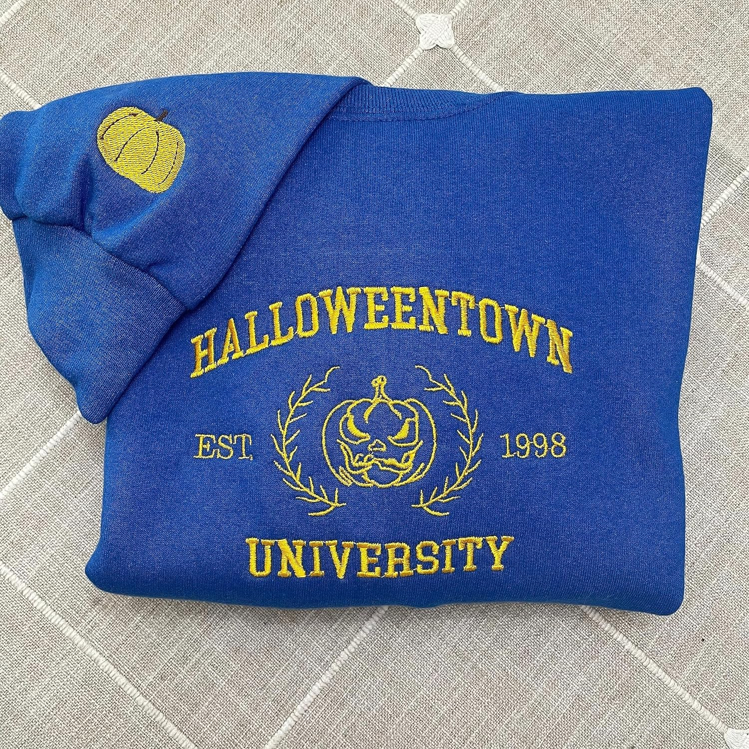 Halloweentown University Embroidered Women Sweatshirt, Western Ghost,Funny Pumpkin Halloween Sweatshirt Crewneck Spooky Season Fall Sweaters EMHA2608