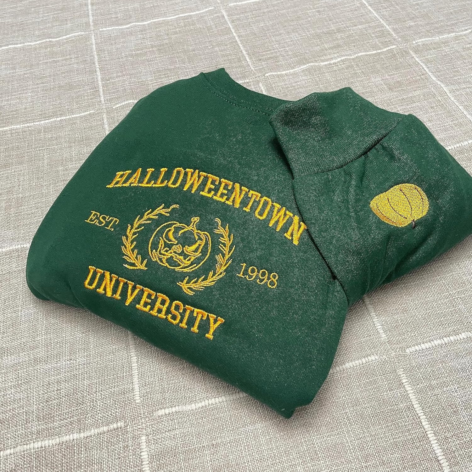 Halloweentown University Embroidered Women Sweatshirt, Western Ghost,Funny Pumpkin Halloween Sweatshirt Crewneck Spooky Season Fall Sweaters EMHA2608