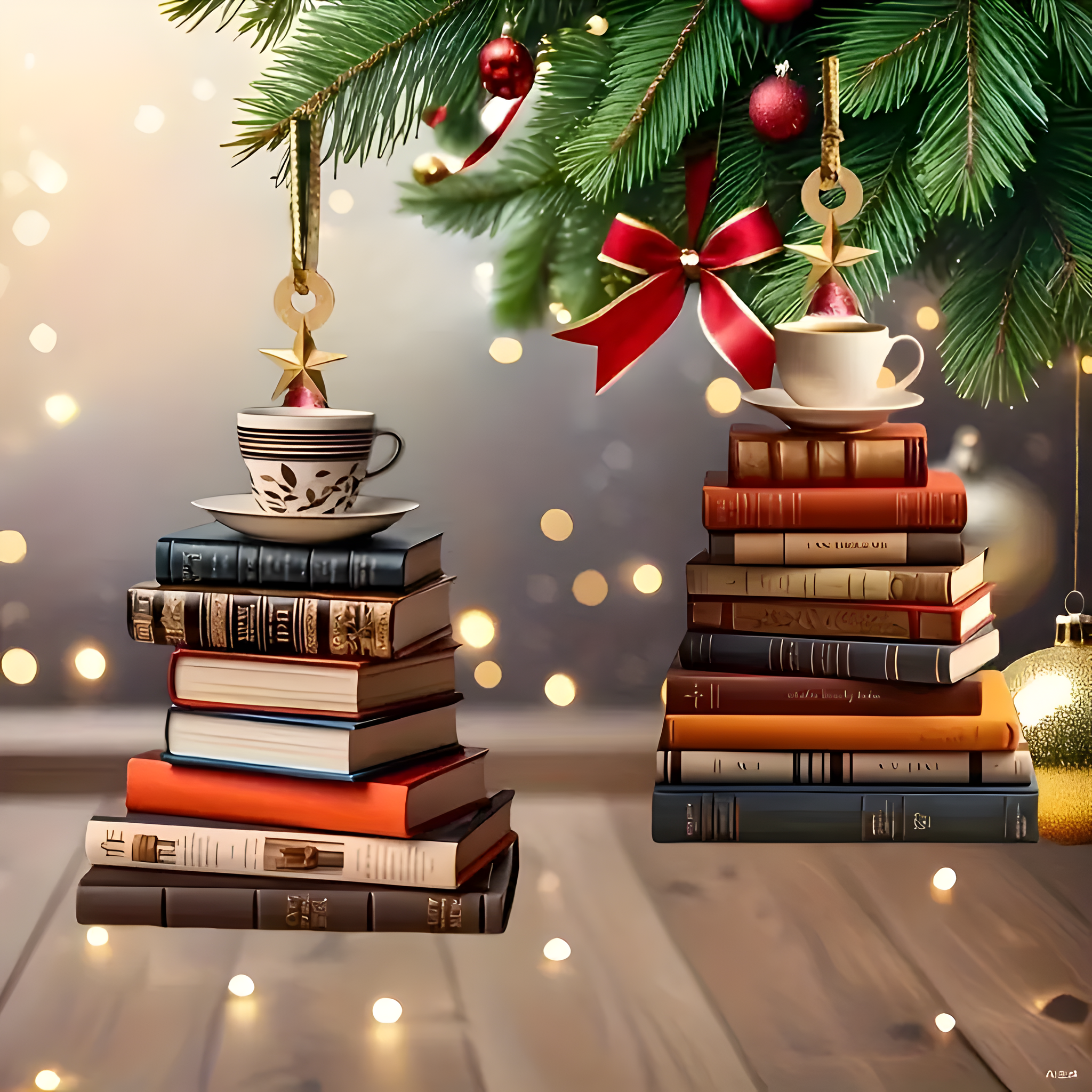 Set Christmas Book Tree Ornaments - Acrylic Hanging Decorations For Backpacks & Cars, Perfect Holiday Gifts ORN2709