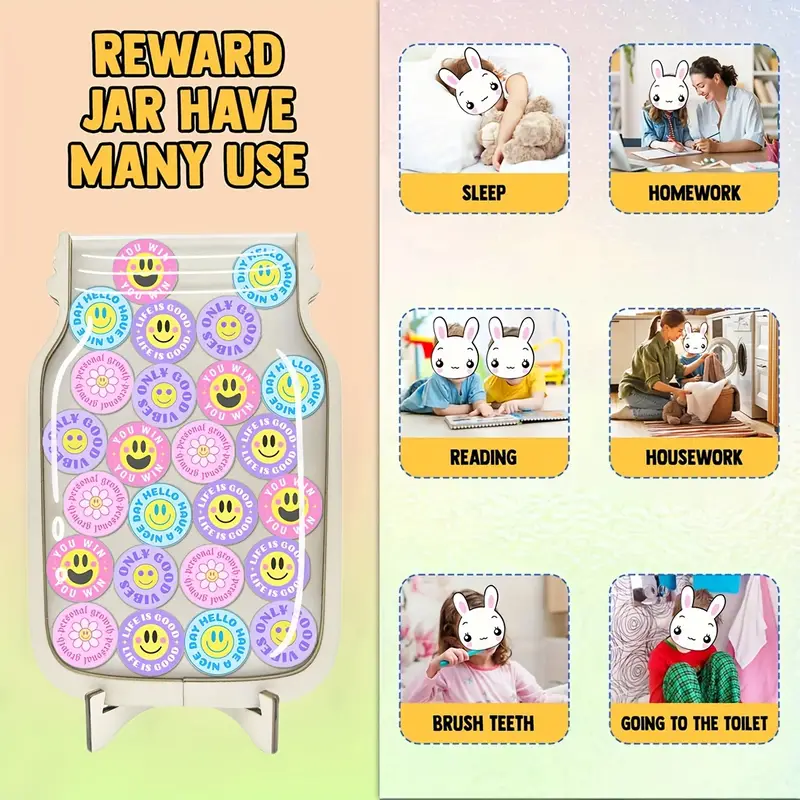 Smile Reward Jar Acrylic And Wooden Design, Ideal for Home And School Decor, Perfect for Holidays And Birthdays REJARTEM