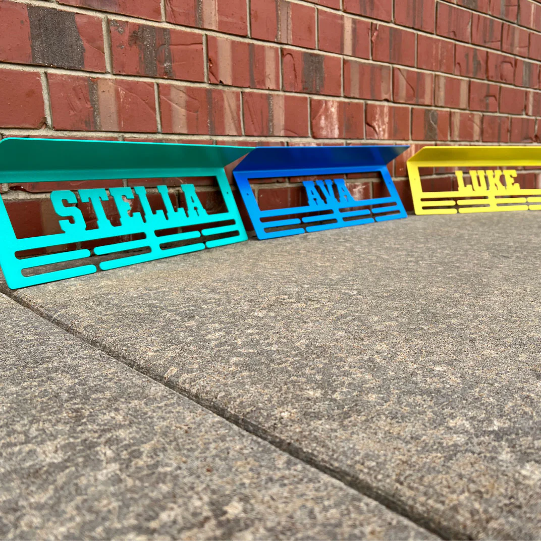 Custom Name Medal Hanger and Trophy Shelf - Medal Holder Custom Text 8 Rungs for Medals & Ribbons Medal Hanger Medal Display Award Display