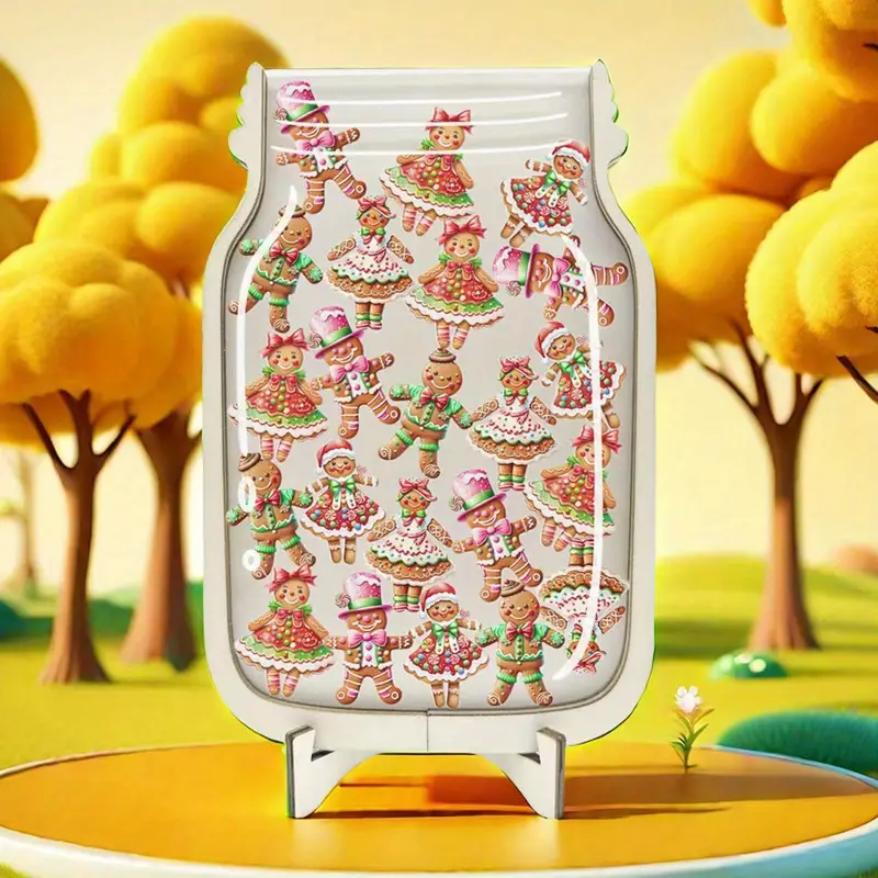 Gingerbread For Man Reward Jar - Acrylic & Faux Wood, Ideal for Classroom Behavior Management & Home Decor - Perfect for Holidays & Birthdays REJARTEM