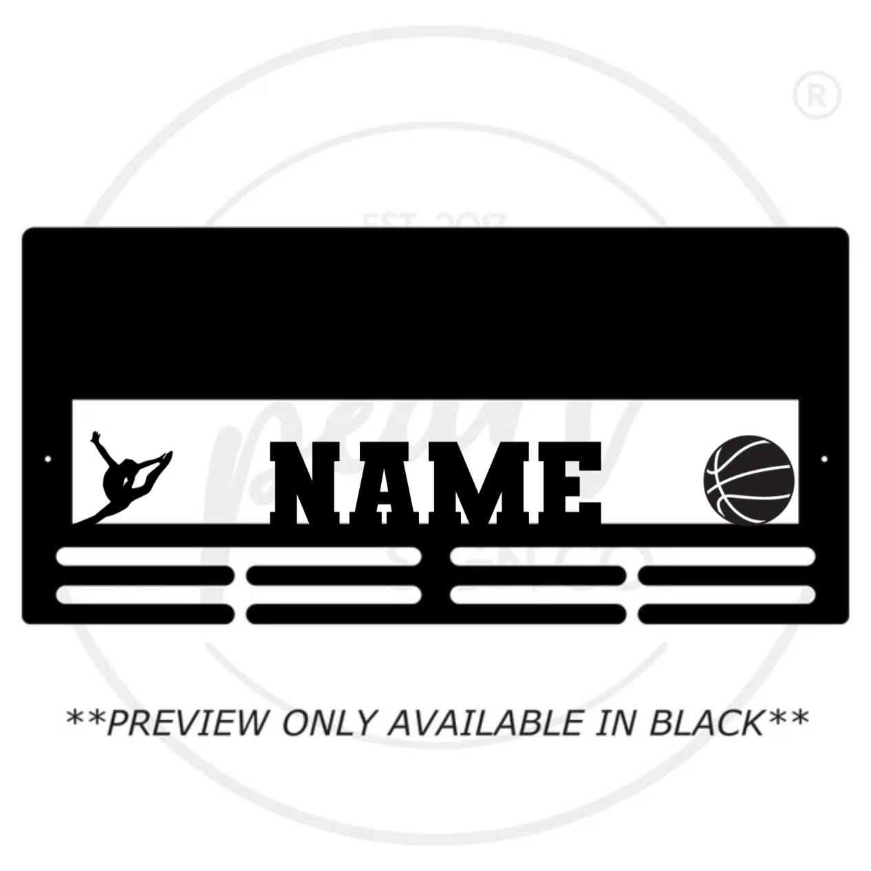 Custom Name Medal Hanger and Trophy Shelf - Medal Holder Custom Text 8 Rungs for Medals & Ribbons Medal Hanger Medal Display Award Display