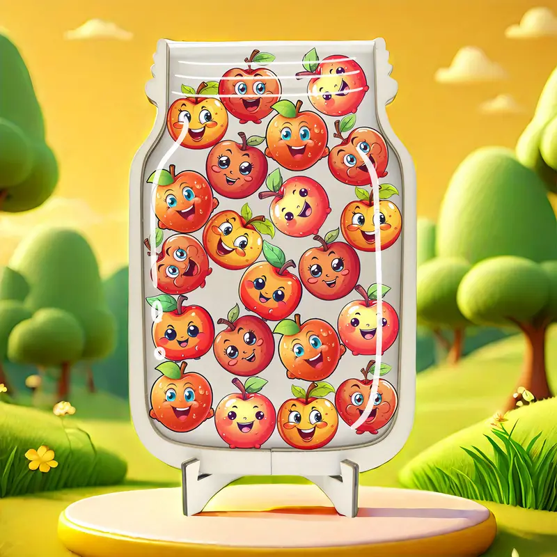 joyful Apple Reward Jar - Acrylic & Faux Wood, Ideal For Toilet Training & Classroom Behavior Incentives - Perfect Home & School Decor, Great For Holidays & Birthdays REJARTEM