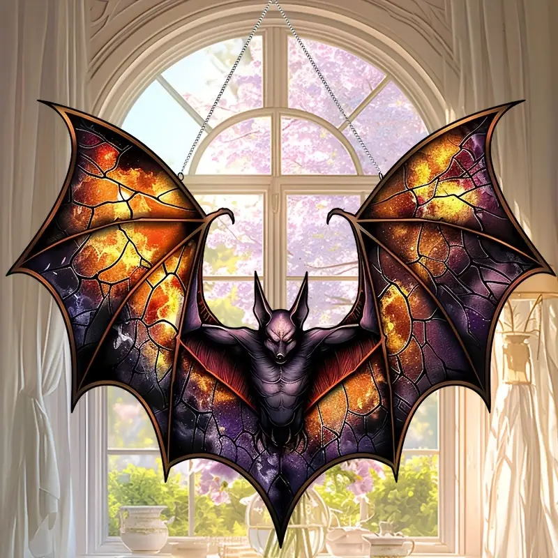 Bat-Themed Acrylic Sun Catcher 10x8.16 - Perfect for Home Decor, Wreath Centerpieces, Window & Porch Accents Bat Decor ORHA2608