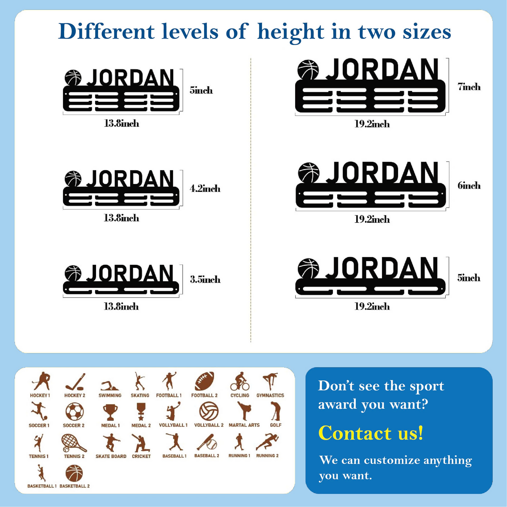 Custom Name Medal Hanger and Trophy Shelf - Medal Holder Custom Text 8 Rungs for Medals & Ribbons Medal Hanger Medal Display Award Display