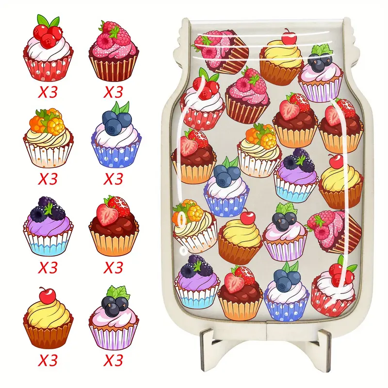 Manufactured Wood and Acrylic Star Reward Chart, Cake and Cupcake Design, No Electricity Required - Versatile Reward Jar for Toilet Training, Classroom Incentives, and Holiday Gifts REJARTEM