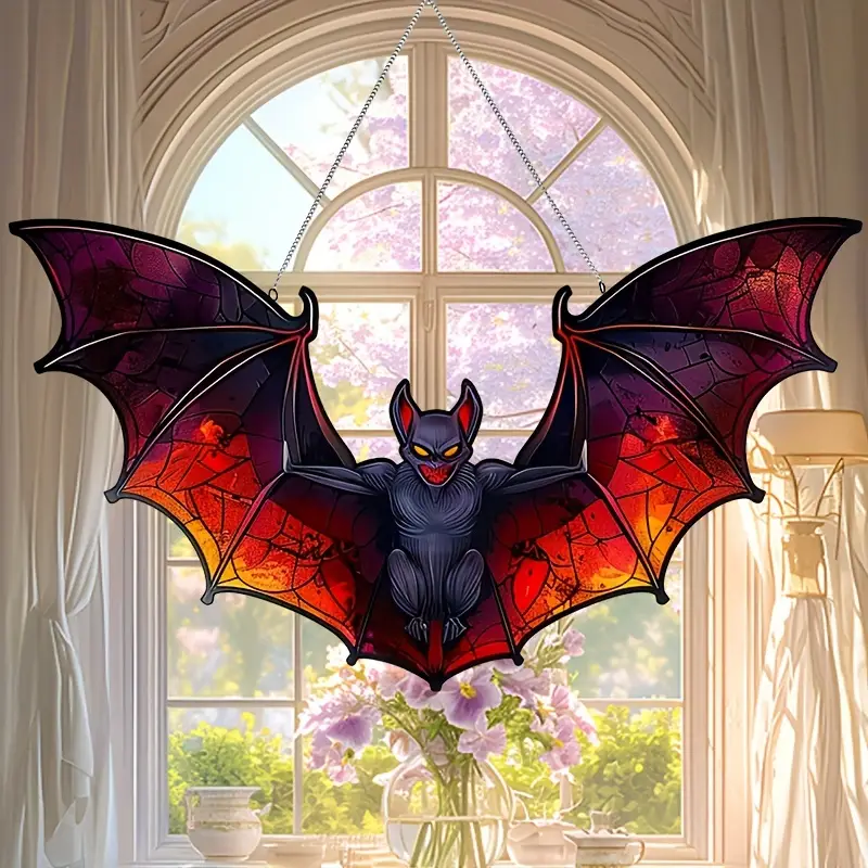 Bat-Themed Acrylic Sun Catcher 10x5.6 - Perfect for Home Decor, Wreath Centerpieces, Window & Porch Accents ORHA2608