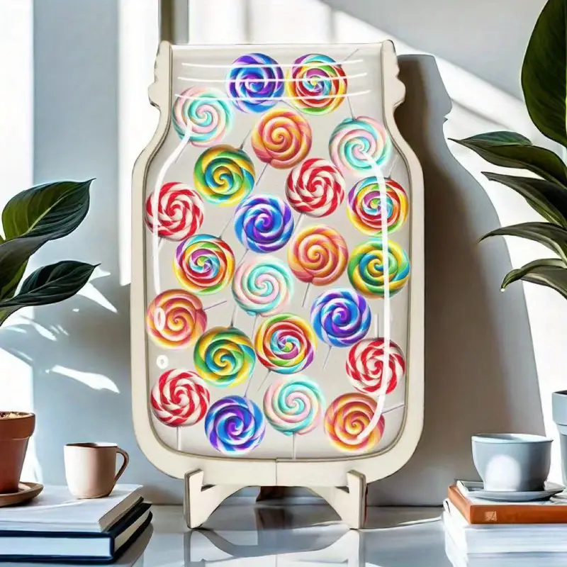 Fruit-Themed Lollipop Reward Jar - Acrylic With Faux Wood, Ideal For Classroom Behavior & Home Decor - Perfect For Holidays & Birthdays REJARTEM