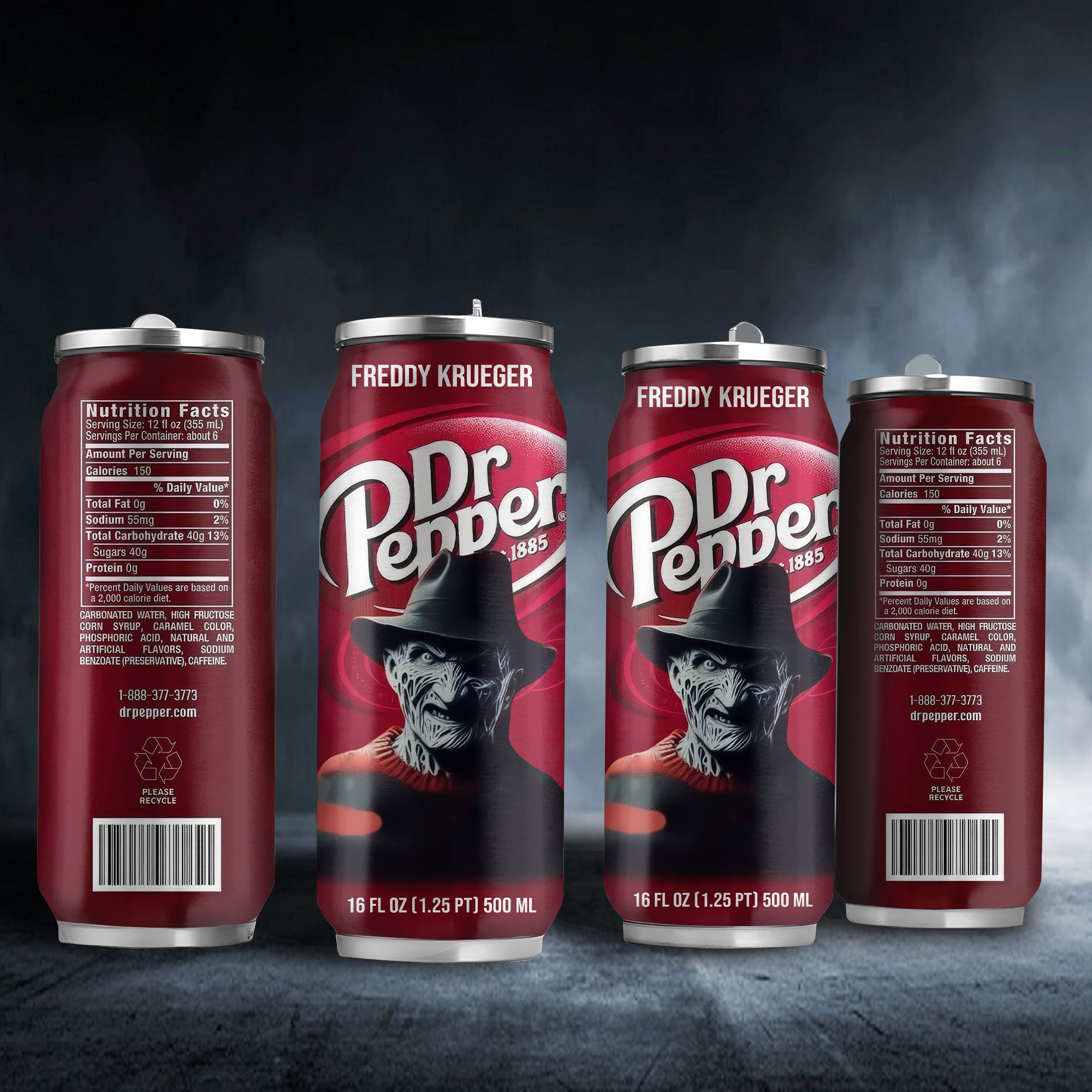 Dr Pepper Drink Freddy Kreuger Halloween Insulated Tumbler Stainless Steel Water - 16Oz 967385_parent tumb1