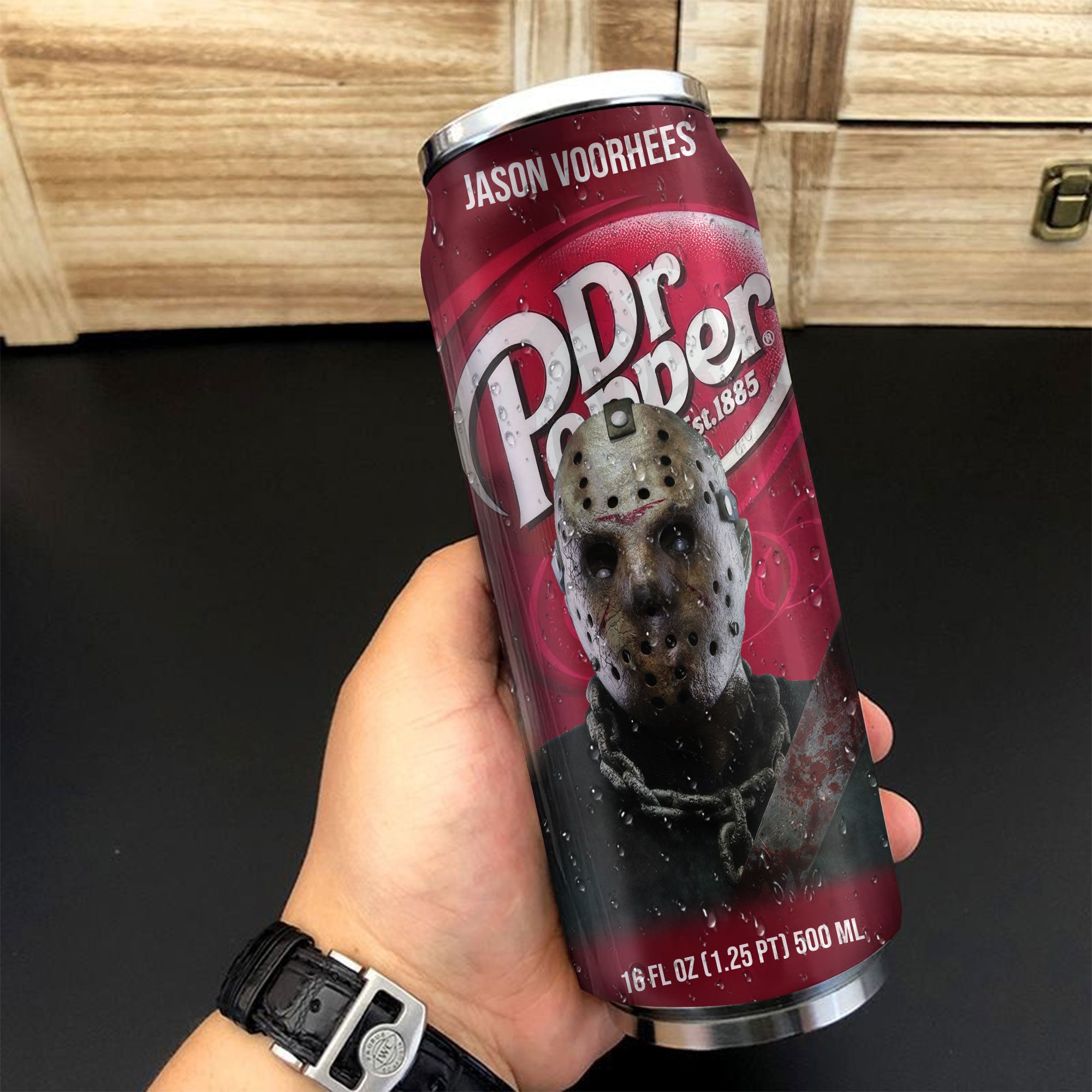 Dr Pepper Drink Jason Voorhees Halloween Insulated Tumbler Stainless Steel Water - 16Oz 569026_parent tumb1