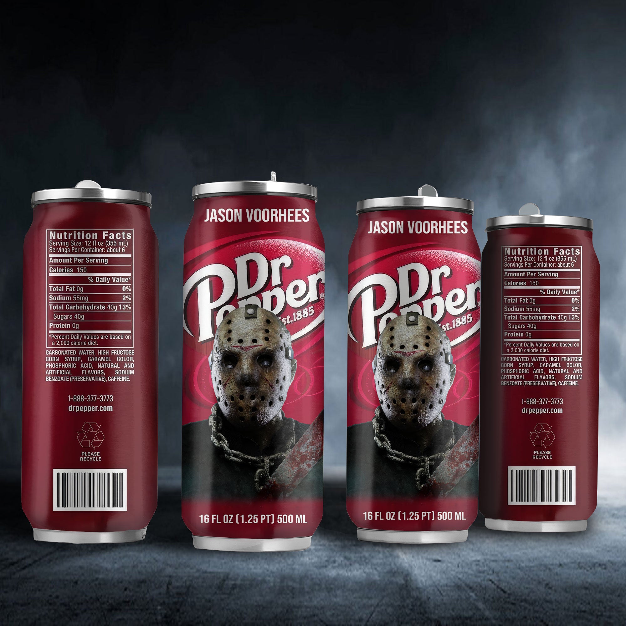 Dr Pepper Drink Jason Voorhees Halloween Insulated Tumbler Stainless Steel Water - 16Oz 569026_parent tumb1