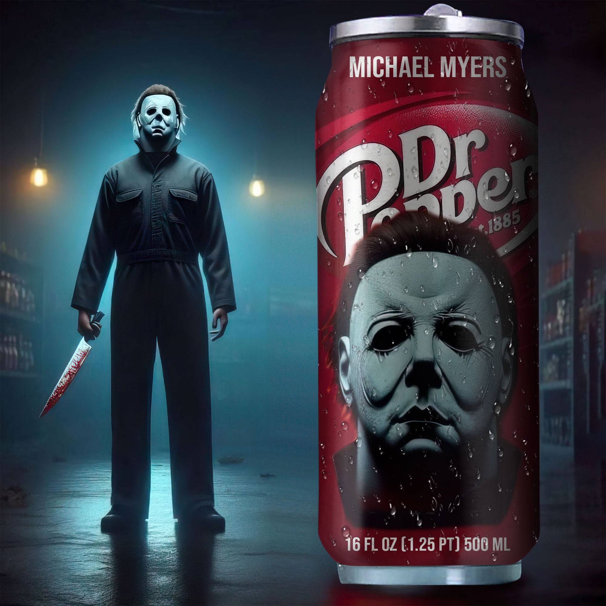 Dr Pepper Drink Michael Halloween Insulated Tumbler Stainless Steel Water - 16Oz 706394_parent tumb1