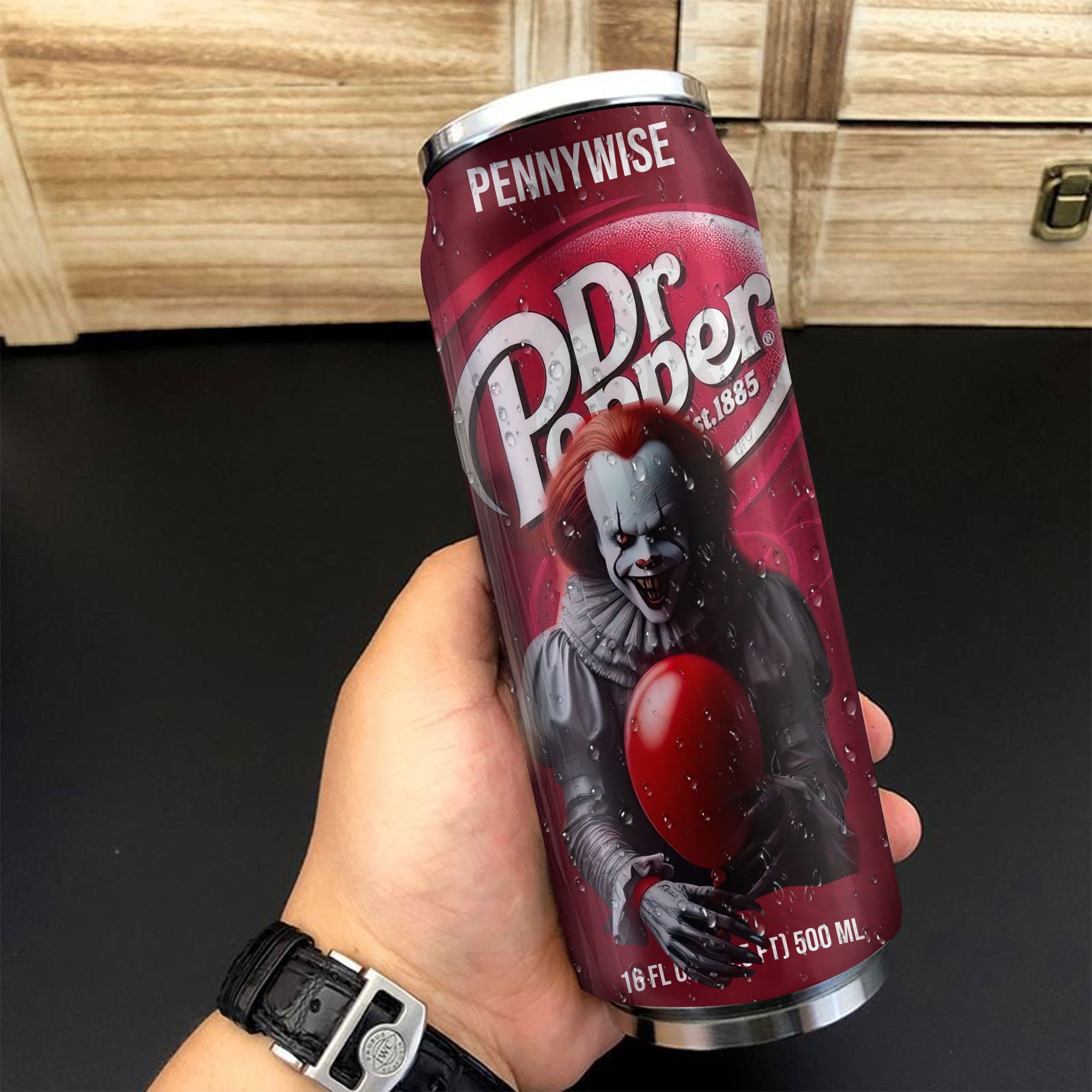 Dr Pepper Drink Pennywise Halloween Insulated Tumbler Stainless Steel Water - 16Oz 872388_parent tumb1