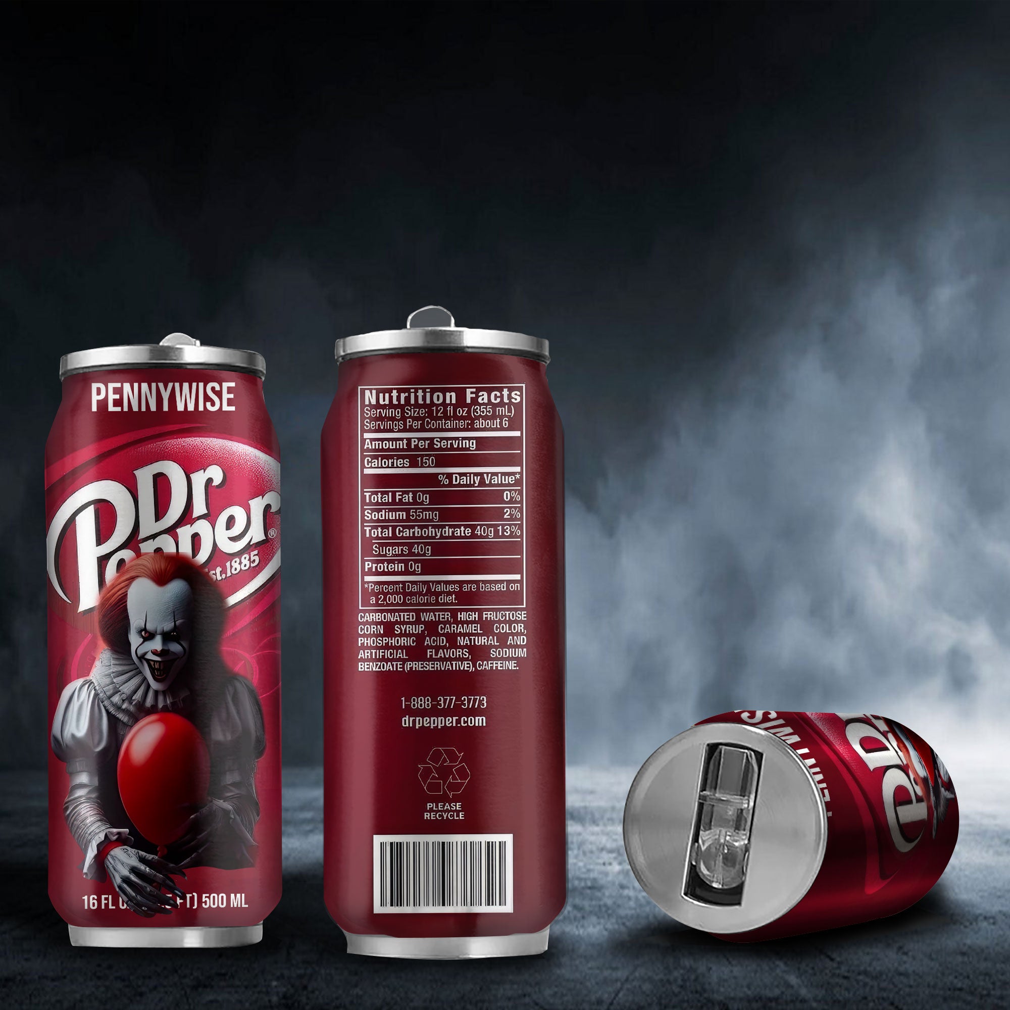 Dr Pepper Drink Pennywise Halloween Insulated Tumbler Stainless Steel Water - 16Oz 872388_parent tumb1