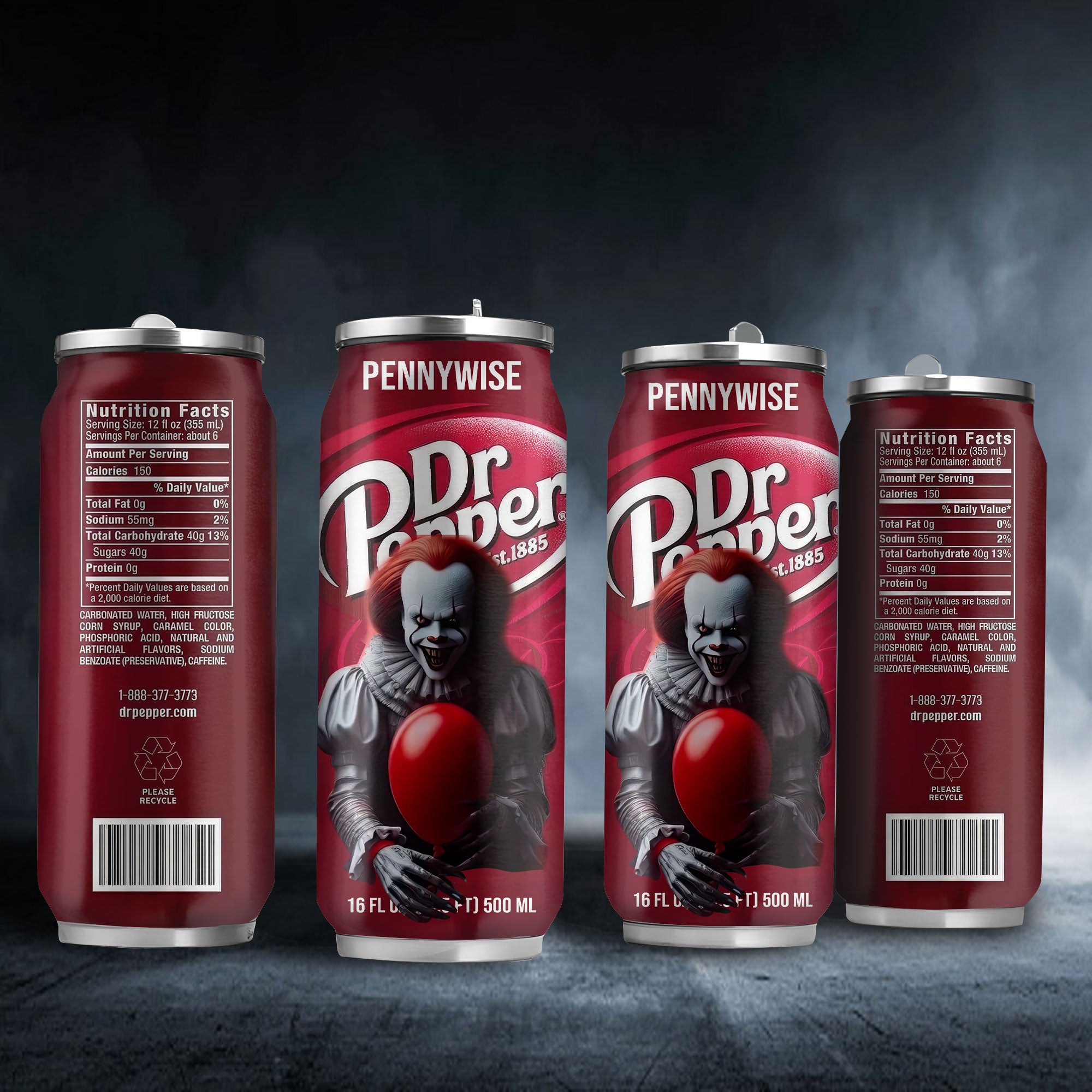 Dr Pepper Drink Pennywise Halloween Insulated Tumbler Stainless Steel Water - 16Oz 872388_parent tumb1