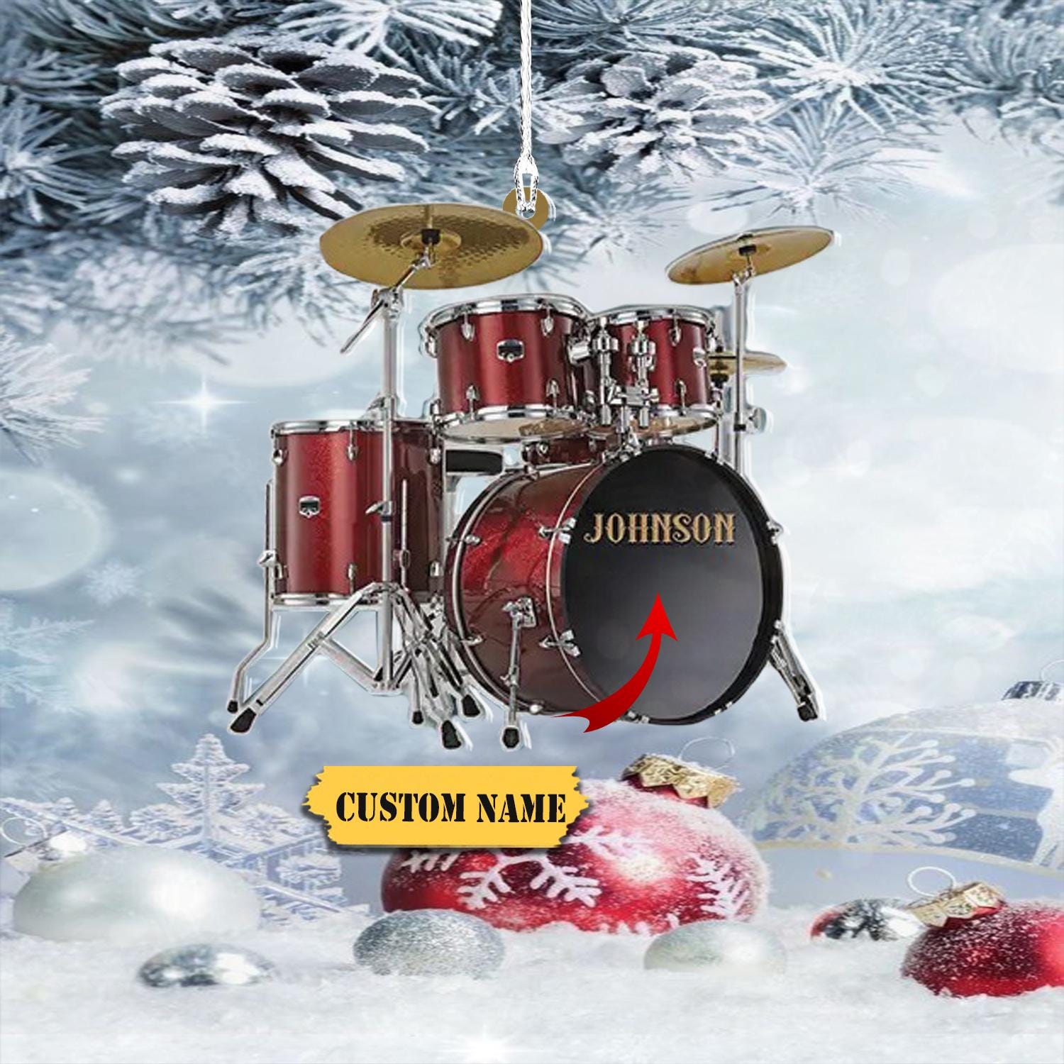Drummer musical instrument Christmas Ornament, Drummer Player- Music Band Gift - Custom Ornaments Gift For Drum Lovers - Drum Ornament HAOR0711