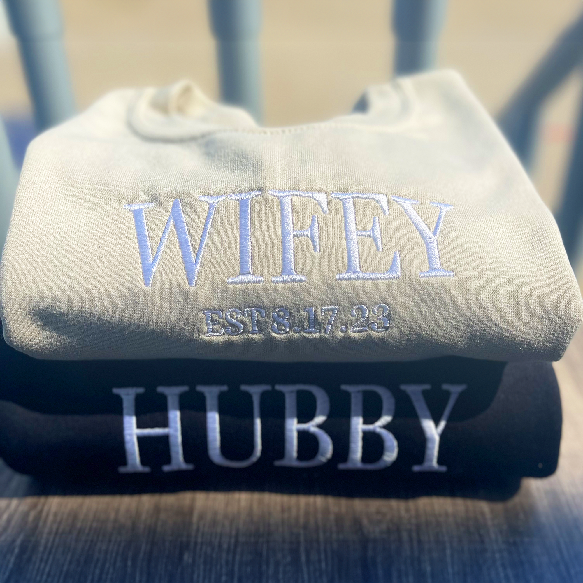 Customized Wifey Est 2024 Sweatshirt, Engagement Sweatshirt Embroidered, Bridal Shower Gift, New Wife Crewneck em4