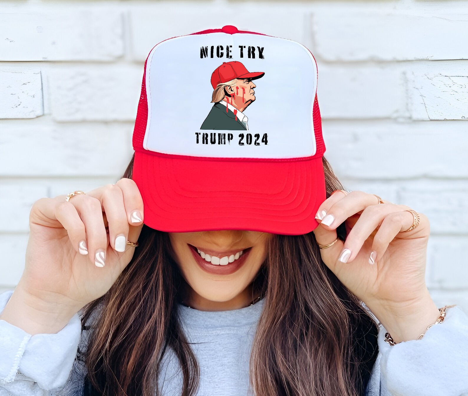 Nice Try Trump 2024 Embroidered Hat Trucker Hat #27 Tu4